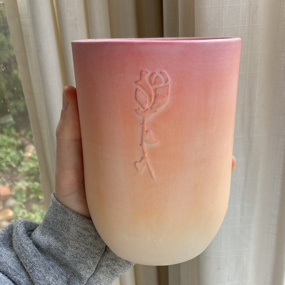 Mimi Ceramics tall red rose cup SECONDS